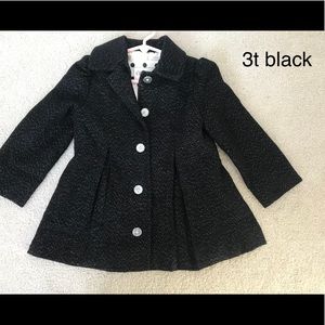 3t black silver speck pea coat like NEW!